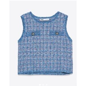 Zara Blue Metallic Thread Knit Top